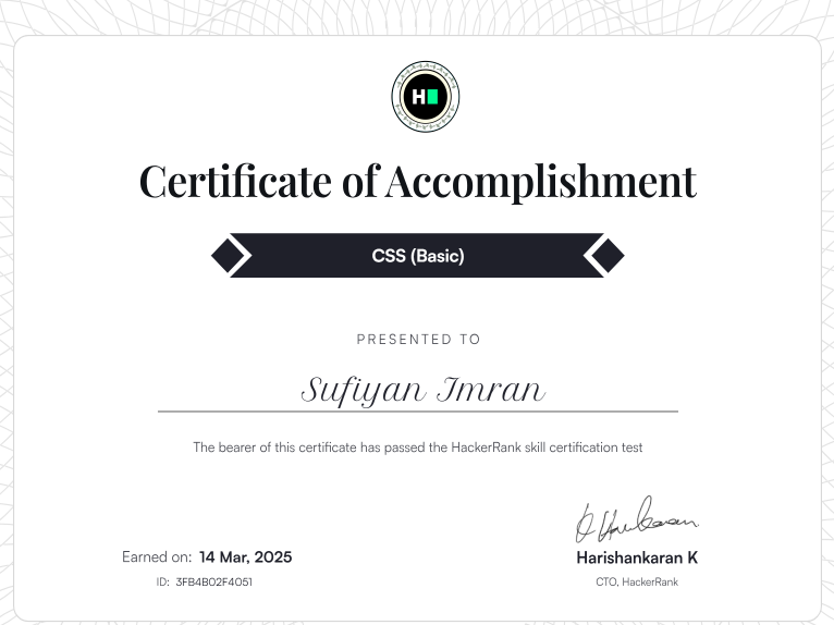 CSS Certification - HackerRank