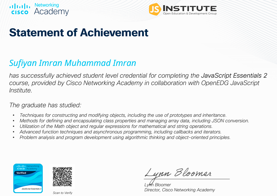 JavaScript Essentials 2 - Cisco
